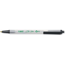 BIC CSEM11BK Ecolutions Clic Stic Druckkugelschreiber, schwarze Tinte, 1 mm, mittel, Dutzend