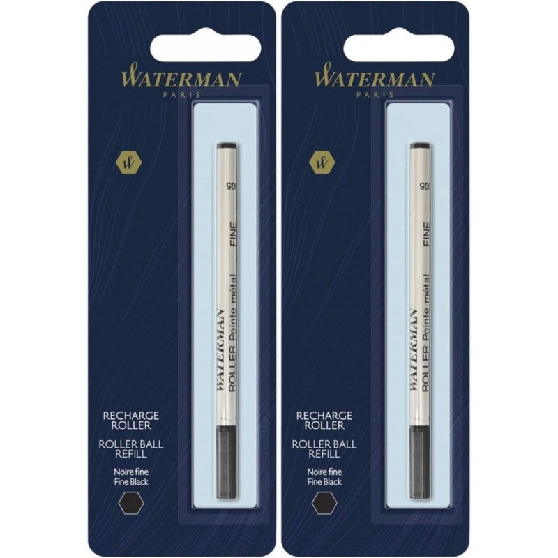 Waterman(R)-Mine, Tintenroller, feine Spitze, 0,5 mm, schwarz (2er-Pack)