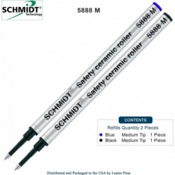 Schmidt 5888 M Sicherheits-Tintenrollermine aus Keramik und Metall, schwarze und blaue Tinte (mittlere Spitze, 0,7 mm), 2 Stück