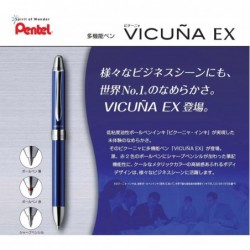 Pentel Vicuna EX XBXW1375C Multifunktions-Kugelschreiber, blau