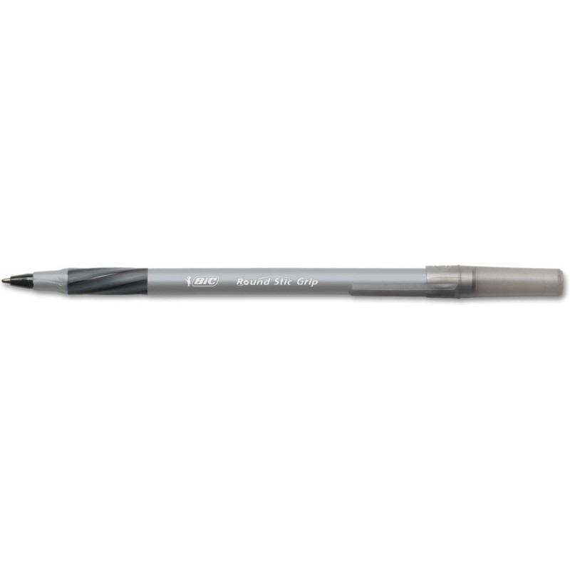 BIC GSFG11BK, runder Stic Grip Xtra Comfort Kugelschreiber, schwarze Tinte, 0,8 mm, fein, Dutzend