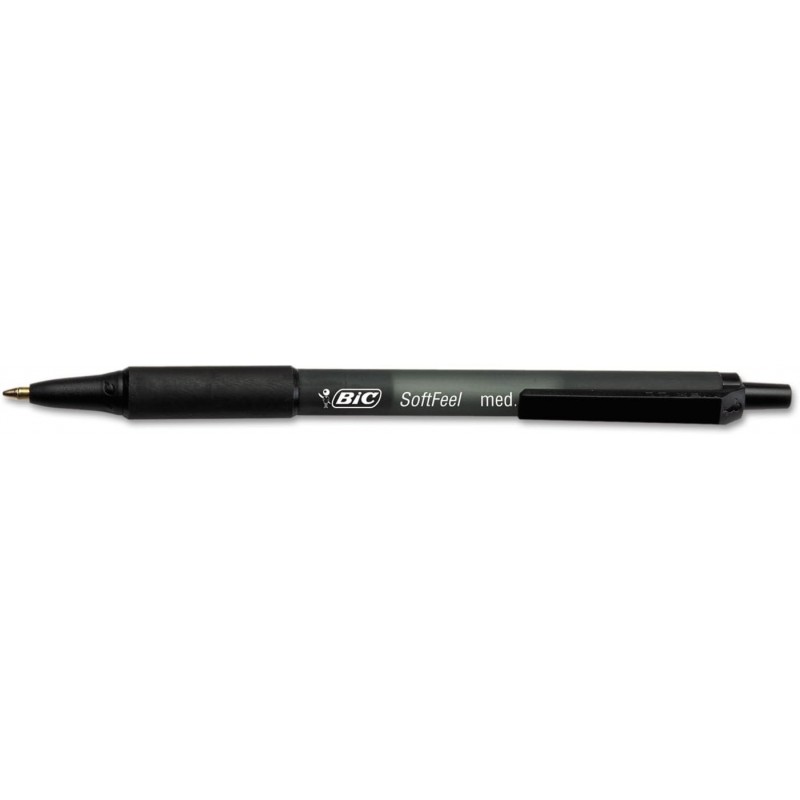 BIC SCSM11BK Druckkugelschreiber mit Soft-Feel, schwarze Tinte, 1 mm, mittel, Dutzend