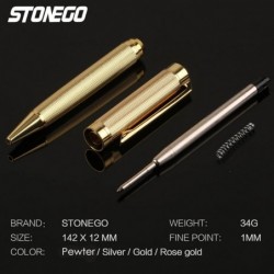 STONEGO Metall-Kugelschreiber, einziehbarer Signature-Stift, Metallgehäuse im Wappen-Stil, schwarze Tinte, mittlere Spitze 1,0 mm, sanftes Schreiben, Geschäftsgeschenk-Stifte für Männer, Frauen, Büro, hochwertige Metallic-Stifte (Gold)