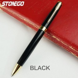 STONEGO Metall-Kugelschreiber, schwarze Tinte, mittlere Spitze, 1,0 mm, sanftes Schreiben, einziehbarer Kugelschreiber, Geschäftsgeschenk-Stifte, Unterschriften-Stift für Männer, Frauen, Büro, Führungskräfte, Premium-Metall-Stifte (schwarz)