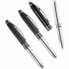 YOKIVE 3-teiliges Kugelschreiberset mit Stylus-Spitze und LED-Taschenlampe, 3-in-1-Stift mit schwarzer Tinte und Metallgehäuse, 1,0-mm-Stiftspitze, ideal für Touchscreens, Büro, Zuhause, Schreiben, Zeichnen (125 mm, schwarz)