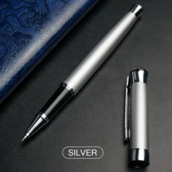 STONEGO Tintenroller mit schwarzer Tinte, mittlere Spitze (1,0 mm), Edelstahlgehäuse, sanftes Schreiben, elegante Schreibwaren-Geschenkstifte für Männer und Frauen, Schule, Büro, Geschäft, Führungskräfte, Unterschriften (Silber)