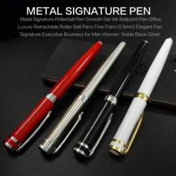 STONEGO Metall-Signatur-Rollerball, glatter Gel-Tinten-Kugelschreiber, Büro, luxuriöser einziehbarer Rollerball-Stift, feine Spitze (0,5 mm), eleganter Stift, Signatur, Executive, Business, für Männer und Frauen (schwarz)