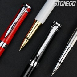 STONEGO Metall-Signatur-Rollerball, glatter Gel-Tinten-Kugelschreiber, Büro, luxuriöser einziehbarer Rollerball-Stift, feine Spitze (0,5 mm), eleganter Stift, Signatur, Executive, Business, für Männer und Frauen (schwarz)