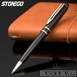 STONEGO Kugelschreiber, Gelschreiber ohne Kappe, mittlere Spitze, 1,0 mm, schwarze Tinte, sanftes Schreiben, nachfüllbarer Stift, Signatur-Kugelschreiber, Geschäftsgeschenk-Stifte für Männer, Frauen, Büro, Führungskräfte, Premium-Stifte (Silber)