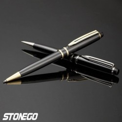 STONEGO Kugelschreiber, Gelschreiber ohne Kappe, mittlere Spitze, 1,0 mm, schwarze Tinte, sanftes Schreiben, nachfüllbarer Stift, Signatur-Kugelschreiber, Geschäftsgeschenk-Stifte für Männer, Frauen, Büro, Führungskräfte, Premium-Stifte (Silber)