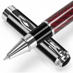 STONEGO Carbonfaser, Premium-Geltintenstifte aus Metall, Mikrospitze, 0,5 mm, schwarze Tinte, sanftes Schreiben, Tintenroller, eleganter Executive-Signatur-Stift, Geschenk für Männer und Frauen, Schule, Büro, Business (rot)