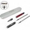 STONEGO Carbonfaser, Premium-Geltintenstifte aus Metall, Mikrospitze, 0,5 mm, schwarze Tinte, sanftes Schreiben, Tintenroller, eleganter Executive-Signatur-Stift, Geschenk für Männer und Frauen, Schule, Büro, Business (rot)