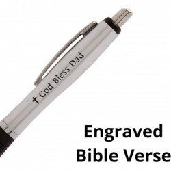 Needzo Tintenstift mit sentimentaler religiöser Gravur „God Bless Dad“ und bequemem Gummigriff, Bürobedarf für Männer, besondere Geschenke für Väter, 3er-Pack