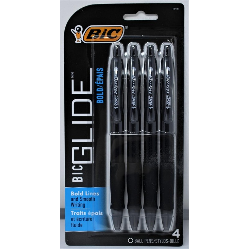 Bic Vlgbp41-Blk Velocity Bold Kugelschreiber, Schwarz, 4 Stück