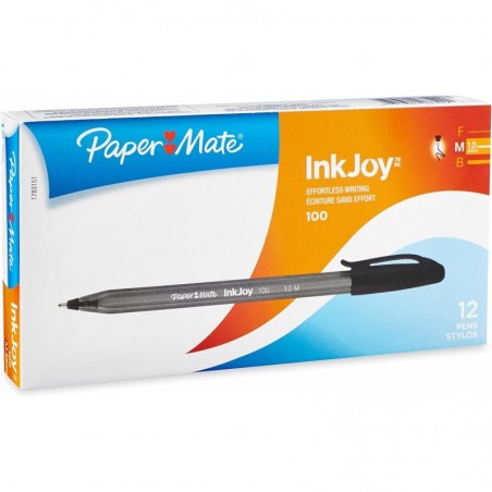 Paper Mate InkJoy 100ST Kugelschreiber, mit Kappe, Schwarz, 12er-Pack