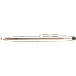 St. Tropez Petite 2-in-1-Stylus und Kugelschreiber mit schwarzer Tinte, offener Schaft, silberner Schaft