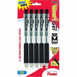 Pentel Wow! Gel-Druckgelstift, 0,7 mm, schwarze Tinte, 5er-Pack (K437BP5A)