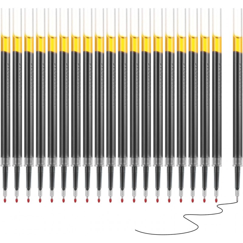PATIKIL Gelschreiber-Minen, 0,5 mm Nadel, feine Spitze, 20er-Packung, glatter, schnelltrocknender schwarzer Gelschreiber, Ersatzminen für Druckknopfstift, Büro-, Arbeits- und Klassenzimmerbedarf, 4,3 Zoll