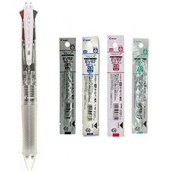 Pilot 4-Farben-Kugelschreiber, Acroball 4 Extra Fine, Schwarz, Rot, Blau & Grün (BKAB-45EF-CSP) (Klar + Nachfüllset)