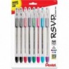 Pentel RSVP Original Kugelschreiber, (1,0 mm) mittlere Linie, verschiedene Tintenfarben, transparenter Schaft, 8er-Pack mit Bonus-Stift mit schwarzer Tinte