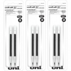 Uniball Signo 207 Gelstift-Minen, 0,7 mm mittlere Spitze, schwarze Tinte, 6 Minen