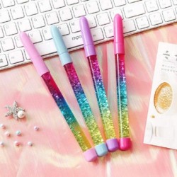 4er-Pack glitzernder Regenbogen-Gel-Tintenstift mit flüssigem Sand und Glitzer, Fee-Stick, Kugelschreiber, Kristallstifte, Tintenroller, Schülerstifte für Kinder und Mädchen, Geschenk, Schreibwaren, Schule, Bürobedarf (schwarze Tinte)