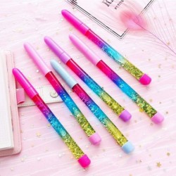 4er-Pack glitzernder Regenbogen-Gel-Tintenstift mit flüssigem Sand und Glitzer, Fee-Stick, Kugelschreiber, Kristallstifte, Tintenroller, Schülerstifte für Kinder und Mädchen, Geschenk, Schreibwaren, Schule, Bürobedarf (schwarze Tinte)