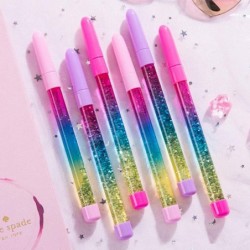 4er-Pack glitzernder Regenbogen-Gel-Tintenstift mit flüssigem Sand und Glitzer, Fee-Stick, Kugelschreiber, Kristallstifte, Tintenroller, Schülerstifte für Kinder und Mädchen, Geschenk, Schreibwaren, Schule, Bürobedarf (schwarze Tinte)