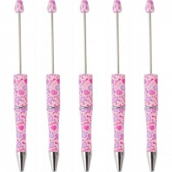 Pandahall 5-teiliges DIY-Stifteset mit Perlen, rosa Herzmuster, Kugelschreiber mit schwarzer Tinte, personalisierter Stift zum Selbermachen für den Schulabschluss, Weihnachtsgeschenk, Büro- und Schulbedarf