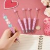 Pandahall 5-teiliges DIY-Stifteset mit Perlen, rosa Herzmuster, Kugelschreiber mit schwarzer Tinte, personalisierter Stift zum Selbermachen für den Schulabschluss, Weihnachtsgeschenk, Büro- und Schulbedarf