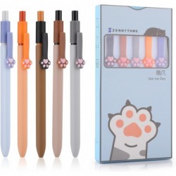 Amaxiu Niedliche Gel-Tintenstifte mit Katzenpfoten, 5 Stück, 0,5 mm, einziehbare Kugelschreiber, ästhetischer Tintenroller, Kawaii-Schreibstift, schwarze Tinte, feine Spitze, Stifte für Katzenliebhaber, Büro- und Schulbedarf