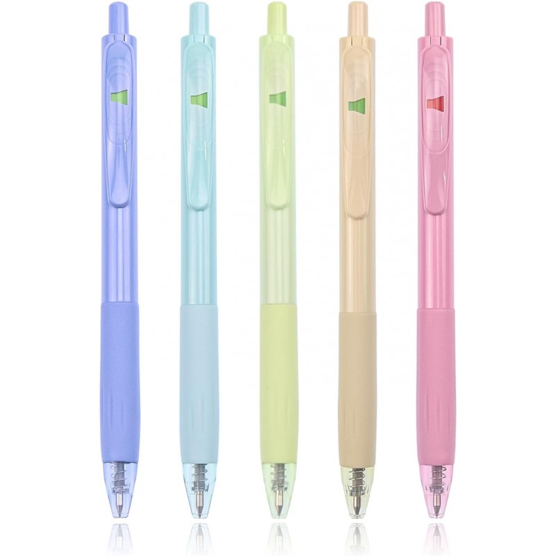 Terdey Gelschreiber-Set, süße Stifte, Kawaii-Schulbedarf, einziehbare Geltinte, schwarzer, neuartiger Neutralstift, stumm schaltender Kugelschreiber mit sanftem Schreiben für Schule, Zuhause, Büro, Schreiben, feine Spitze 0,5 mm (5 Stück)