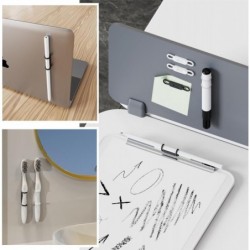 WALLFID 10er-Pack magnetische Stifthalter-Clips aus Silikon – ideal für Gel-Tintenstifte oder trocken abwischbare Marker, kompatibel mit Schreibtisch, Kühlschrank, Whiteboard, Klemmbrett – inkl. Magnetfolie (schwarz, 10er-Pack)