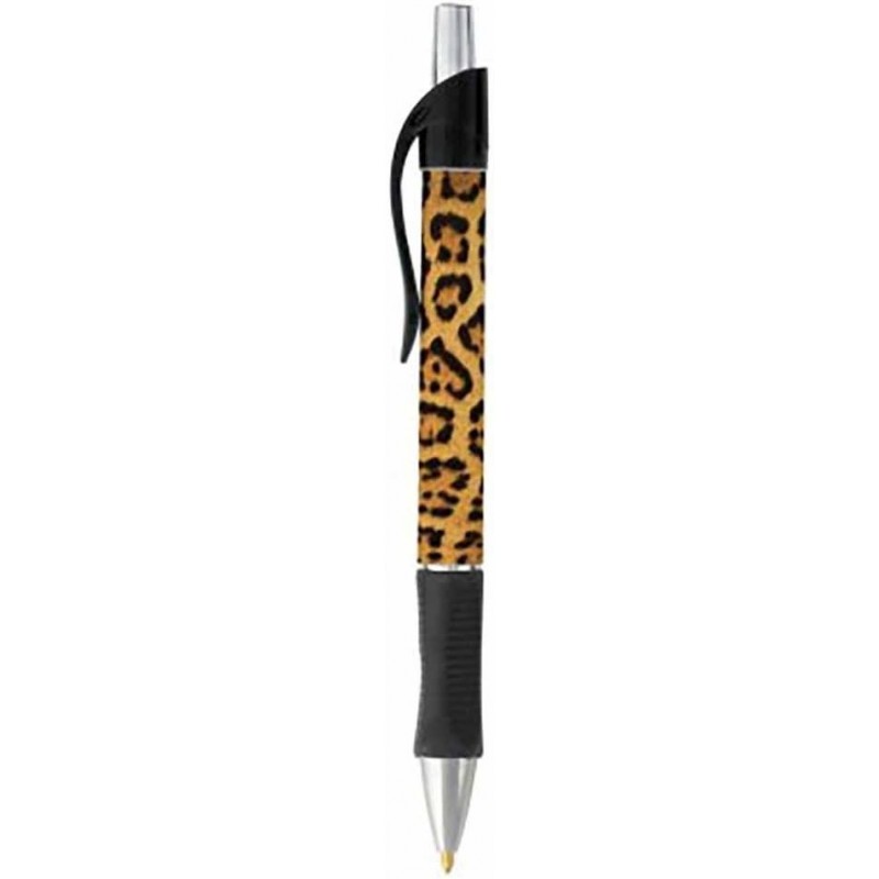 Stift mit Leoparden-Tiermuster – schwarze oder blaue Schreibtinte – Wildlife-Natur-Design – Schreibwarengeschenk – Büro-, Geschäfts- und Schulbedarf (SCHWARZE TINTE)