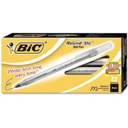 BIC - Runder Stic-Kugelschreiber, schwarze Tinte, mittelgroß, Dutzend GSM11-BK (DMi DZ