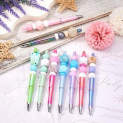 Cheriswelry 5-teiliges Perlenstift-Set, DIY-Personalisierter Stift, Kunststoff-Perlenstift, Kugelschreiber mit schwarzer Tinte und 10 Minen, 150 x 11,5 mm, für Schüler, Lehrer, Büro, Schulbedarf