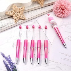 Cheriswelry 5-teiliges Perlenstift-Set, DIY-Personalisierter Stift, Kunststoff-Perlenstift, Kugelschreiber mit schwarzer Tinte und 10 Minen, 150 x 11,5 mm, für Schüler, Lehrer, Büro, Schulbedarf