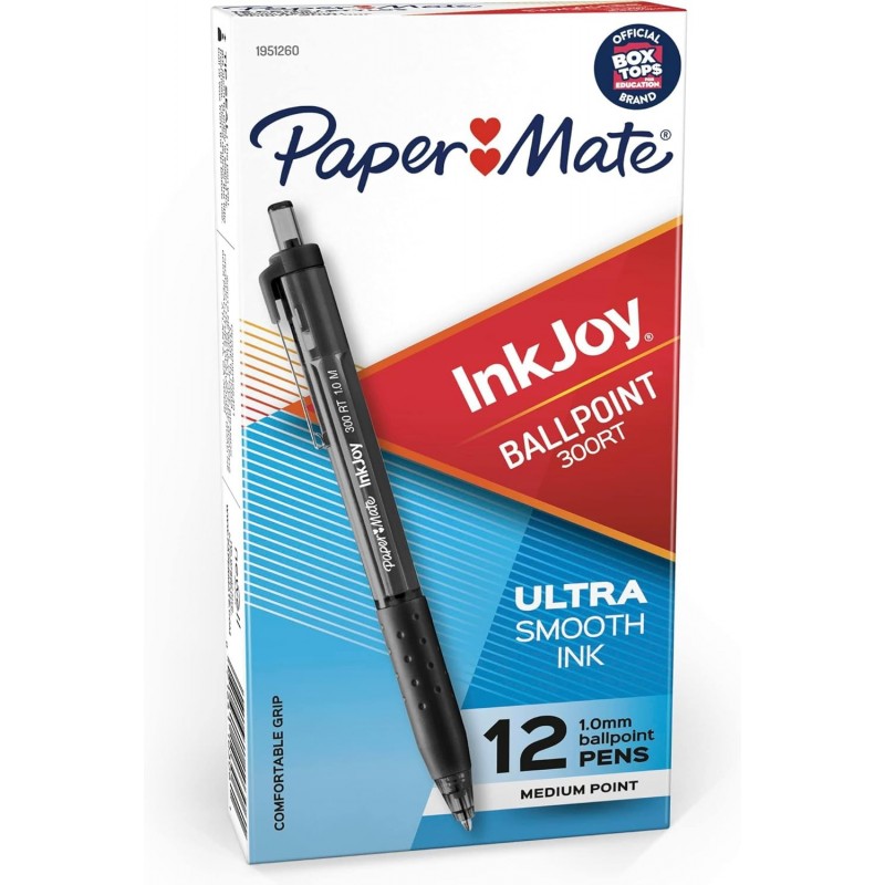 Paper Mate InkJoy 300RT Druckkugelschreiber, mittlere Spitze, Schwarz, Schachtel mit 12 Stück