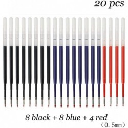 20 Stück Kugelschreiberminen, Gelschreiberminen, 0,5 mm, Blau, Schwarz, Rot, auswechselbare Druckkugelschreiberminen, für Schulschreibwaren, Büromaterial (3 Farben)