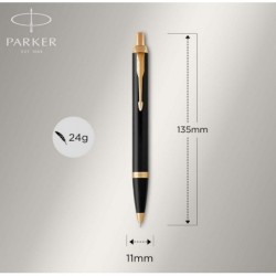 Parker IM Druckkugelschreiber mit Gravur - Schwarz-gold - Großraummine