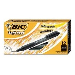 bic Soft Feel Druckkugelschreiber, schwarze Tinte, 1 mm, mittel, Dutzend