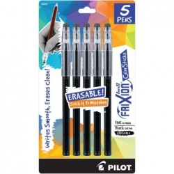 Pilot, FriXion ColorSticks, löschbare Geltintenstifte, feine Spitze 0,7 mm, 5er-Pack, schwarz