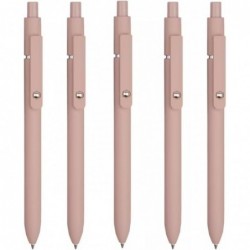 Punktstifte, 5 Stück, schnell trocknende Tintengelstifte, feine Spitze, einziehbare Tintenroller, schwarze Tinte, sanftes Schreiben zum Schreiben von Tagebüchern, schwarzer Stift (Farbe: Pink)