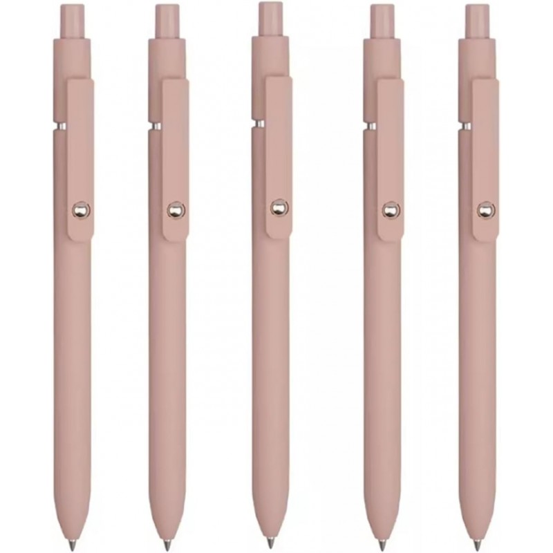 Punktstifte, 5 Stück, schnell trocknende Tintengelstifte, feine Spitze, einziehbare Tintenroller, schwarze Tinte, sanftes Schreiben zum Schreiben von Tagebüchern, schwarzer Stift (Farbe: Pink)