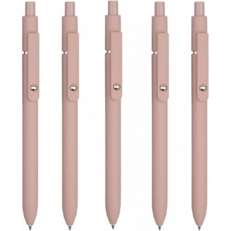 Punktstifte, 5 Stück, schnell trocknende Tintengelstifte, feine Spitze, einziehbare Tintenroller, schwarze Tinte, sanftes Schreiben zum Schreiben von Tagebüchern, schwarzer Stift (Farbe: Pink)