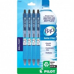 PILOT B2P - Bottle-to-Pen - nachfüllbarer und einziehbarer Kugelschreiber aus recycelten Flaschen, mittlere Spitze, schwarze Tinte, 4er-Pack (32809)