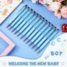 BBTO 12 Stück Babyparty-Stifte „It's a Boy/Girl“, Baby-Kugelschreiber, Kristallstift, Zitate-Stift, Touchscreen-Stylus-Spitze, einziehbarer schwarzer Tintenstift für Babyparty-Spiele, Gastgeschenke, Dekorationen (schöner Junge)