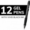 BIC Gelocity Original Black Gelstifte, mittlere Spitze (0,7 mm), 12er-Packung, einziehbare Gelstifte mit bequemem Griff