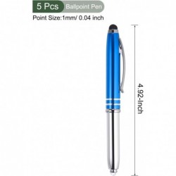 YOKIVE 5-teiliges Kugelschreiberset mit Stylus-Spitze und LED-Taschenlampe, 3-in-1-Stift mit schwarzer Tinte und Metallgehäuse, 1,0-mm-Stiftspitze, ideal für Touchscreen, Büro, Zuhause, Schreiben, Studio, Zeichnen (125 mm, blau)