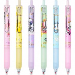 oneZHI 6 Stück Kawaii-Kugelschreiber, 0,5 mm, Anime-Gel-Tintenstift, schwarzes Kätzchen, Geschenke, Melodie, Cartoon, süßes Schulbedarfsset für Kinder, Teenager, Mädchen, Frauen